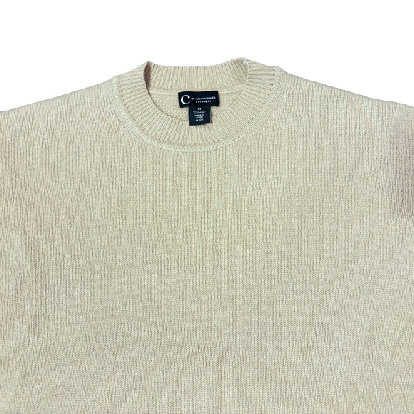 Bloomingdale's 100% Cashmere Knit Ivory Short Sleeve Sweater Women's Extra Small - Picture 5 of 13